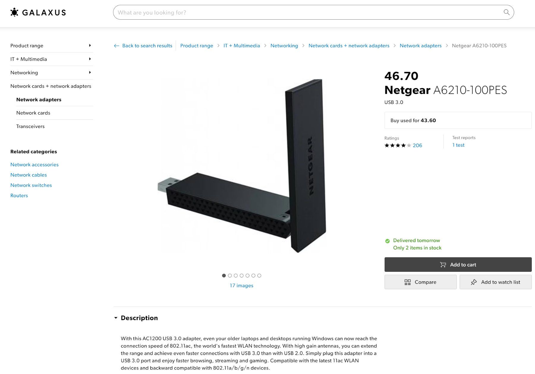 Laufwerke & Adapter: Netgear A6210-100PES USB 3.0 network adapter – Neu (gemäss Beschreibung) aus Adliswil von  2