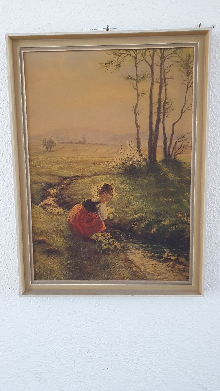 Dipinti: Gemälde - Mädchen am Bachlauf im Frühling – Usato da Meilen venduto da DodoSchubi