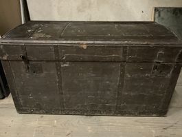 Militärtruhe, Holztruhe, schwarz, 98 x 48cm