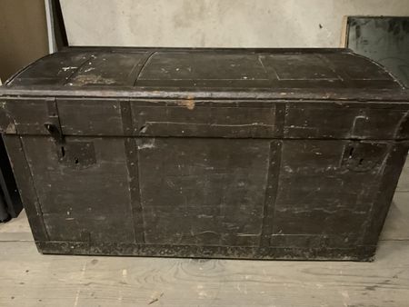 Militärtruhe, Holztruhe, schwarz, 98 x 48cm