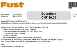 Fust Gutschein Wert 50 Franken gültig bis 20.09.2028