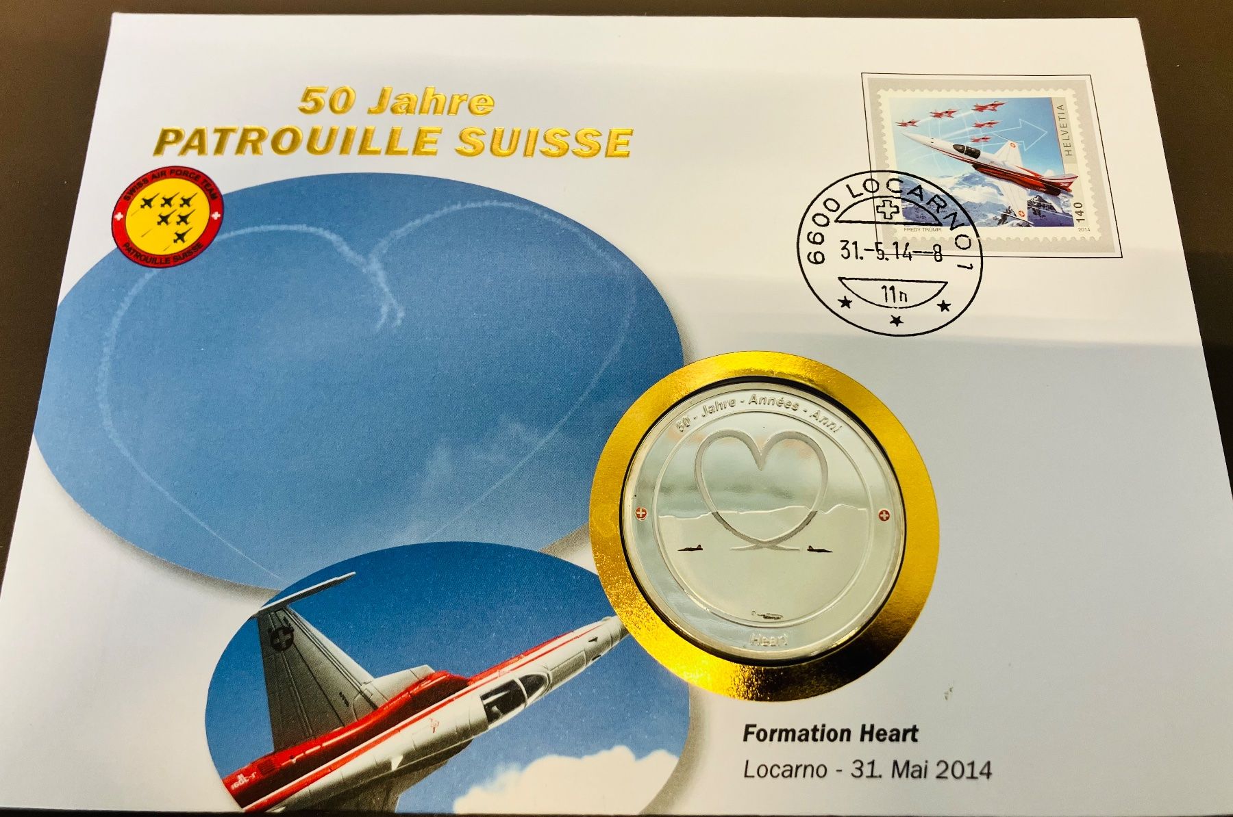 Medaglie: Patrouille Suisse  Numisbrief versilberte Medaille 2014 – Usato da Merenschwand venduto da Garfield2026 1