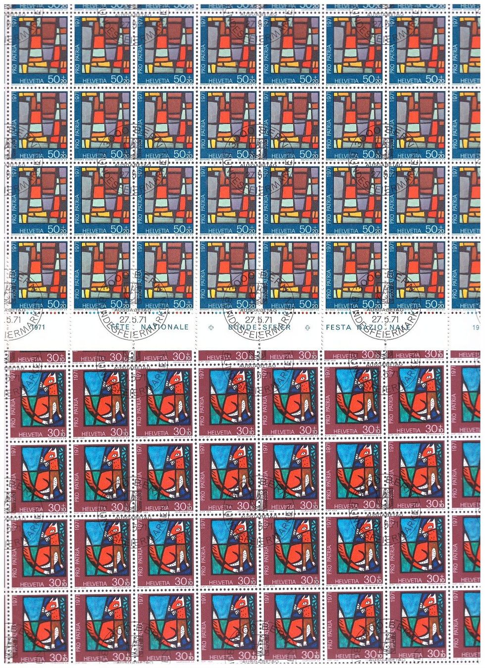 Tous les timbres: PP 1971 Satz Bogen mit Ersttagsstempel – Neuf (Voir description) à Frauenfeld par Interessent1