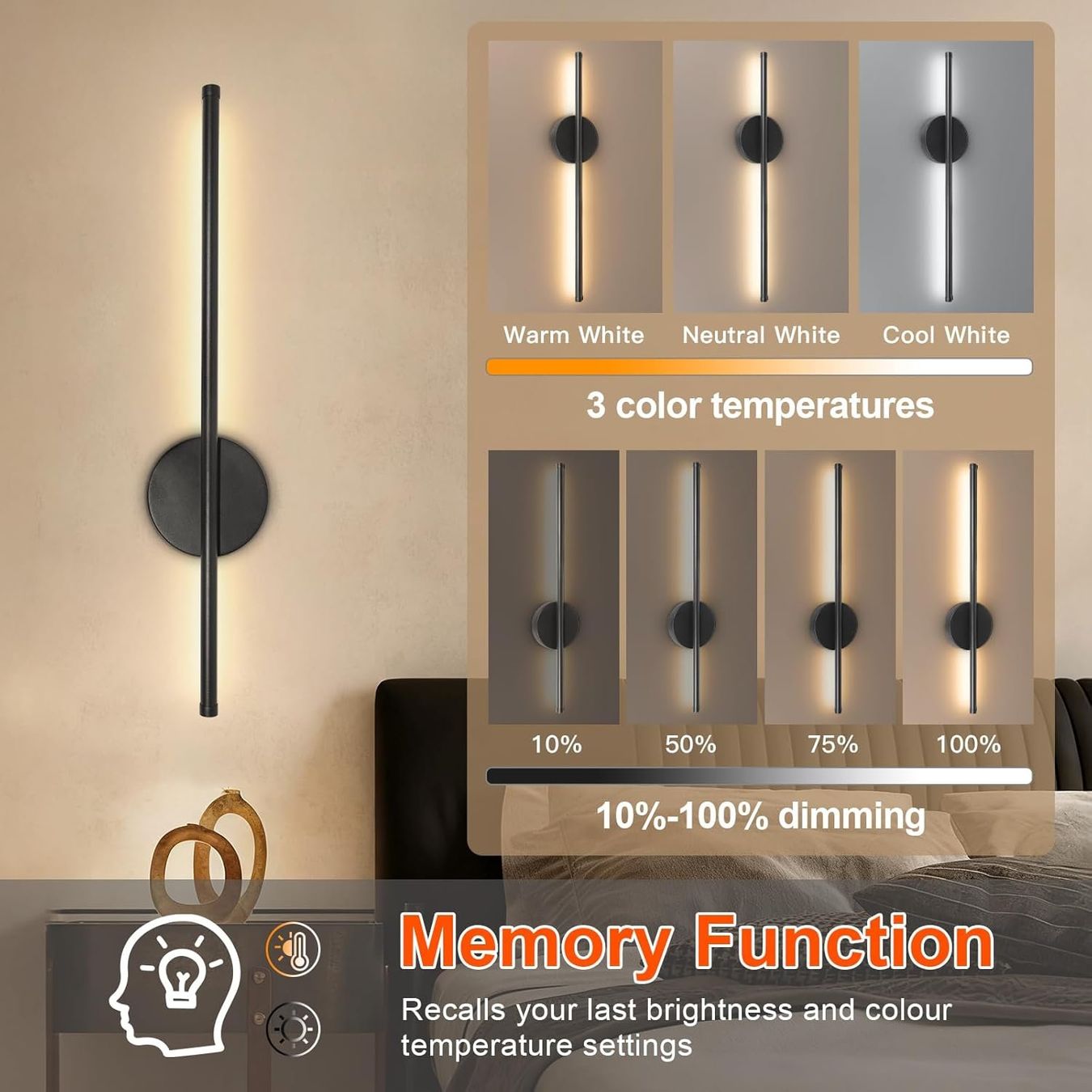 Lampen: LED Wandlampe Akku 2er Set dimmbar schwarz – Neu und originalverpackt aus Dietikon von Abverkauf10 1