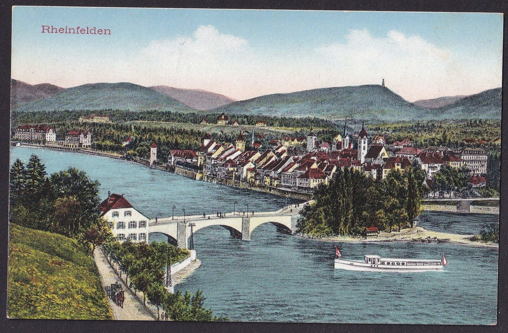 Cartoline postali: Rheinfelden Teilansicht mit Schiff Feldpoststempel – Usato da Olten venduto da clotaldi