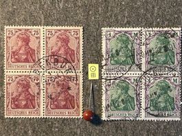 Deutsches Reich 👉ab 1902 2x4er-Block + 5 Einzel Briefmarken