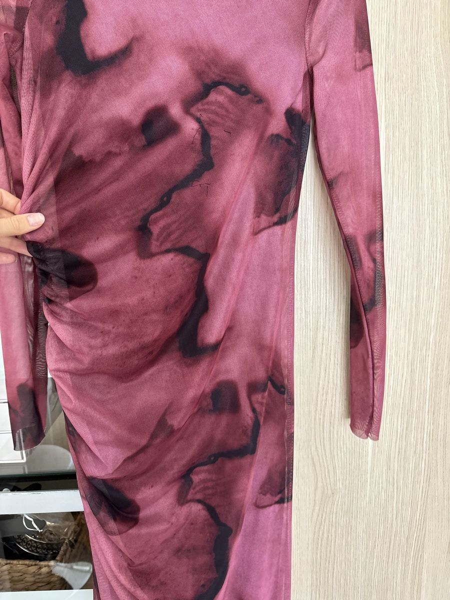 Shein Vestiti: Kleid langarm gemustert rot Gr. S Shein – Usato da Basel venduto da DressDrop 3
