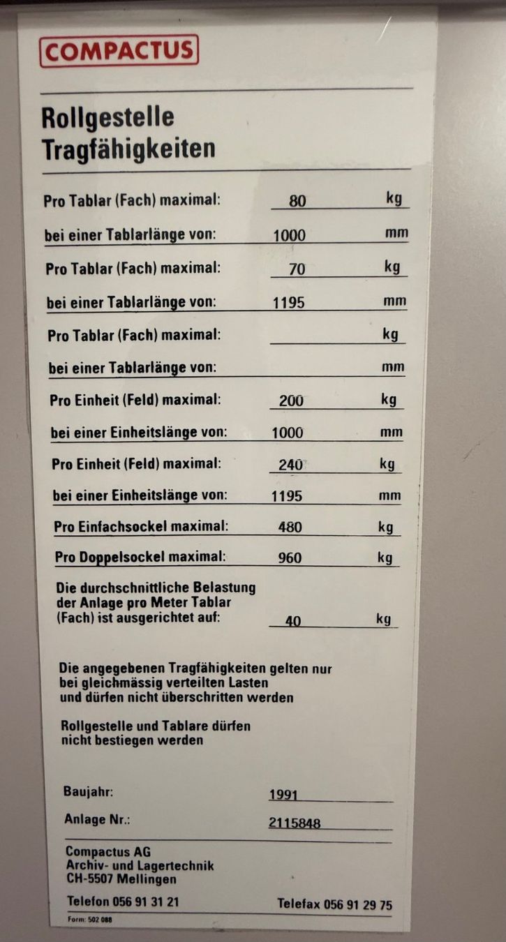 Regale: Compactus Rollgestell / Rollarchiv – 5 Schränke – Gebraucht aus Fislisbach von spitex_heitersberg 4