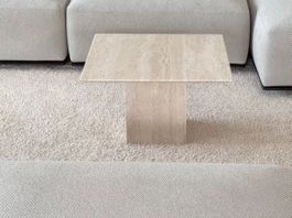 Travertin Couchtisch | Vintage 1970er | Naturstein