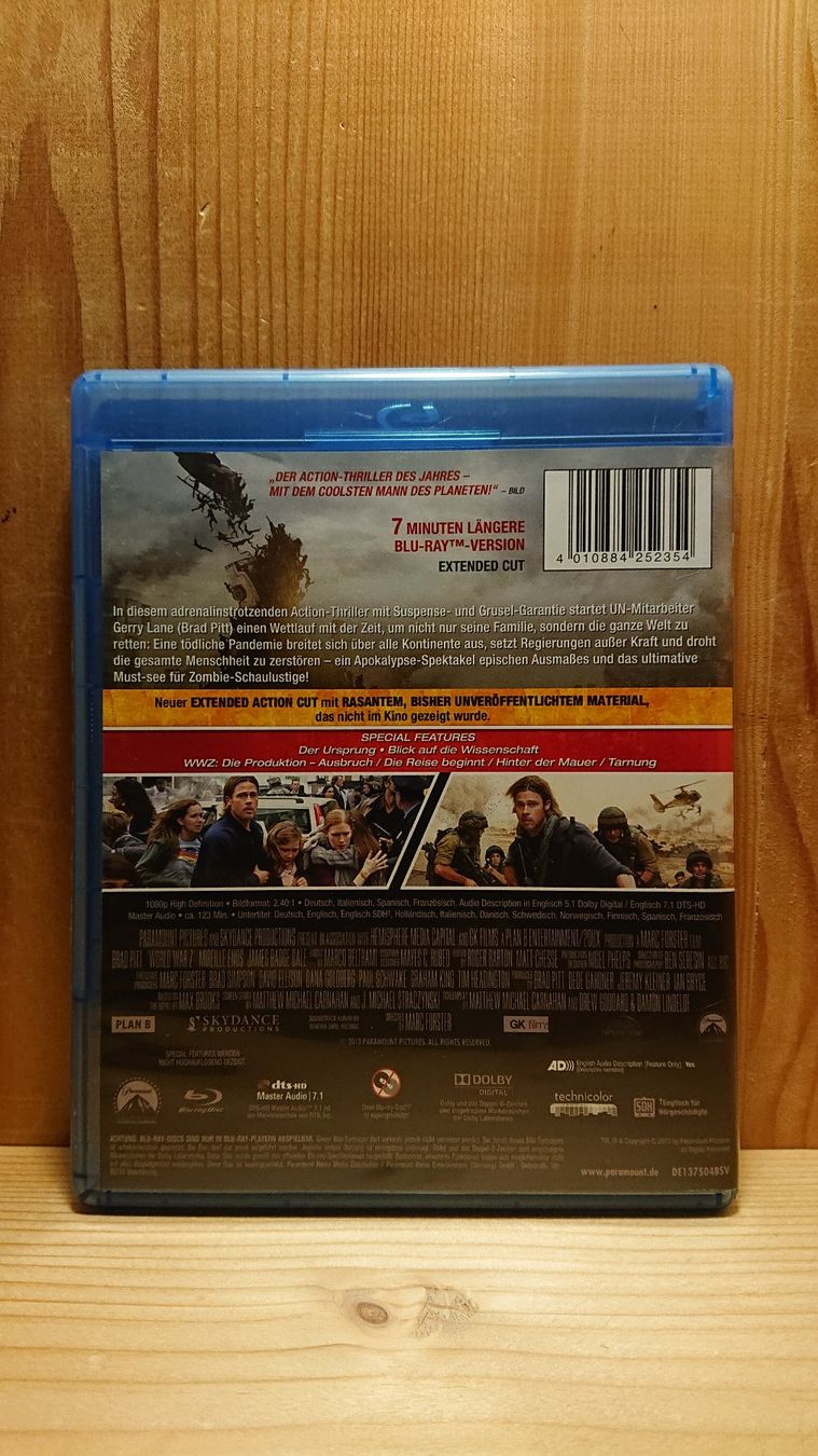 Tutti i DVDs: WORLD WAR Z Blu-Ray mit Brad Pitt – Usato da Wilderswil venduto da Exebub 1