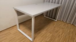 Schreibtisch weiss Metallgestell, graue Tischplatte 160x70cm