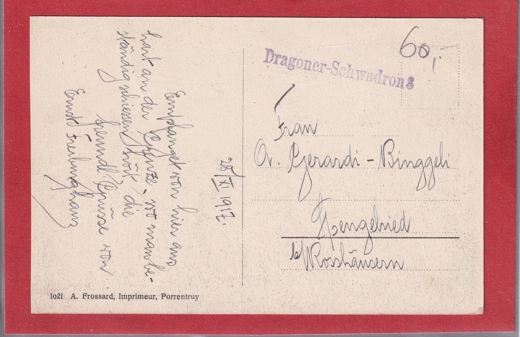 Cartoline postali: Bonfol - 2 images - Maison Bourgnon 1917 – Usato da Orvin venduto da Pyaeschli 1