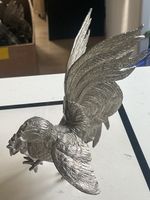 Dekofigur Hahn Metall versilbert (I11)