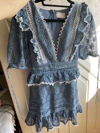 Mini Kleid Hellblau-Weiss