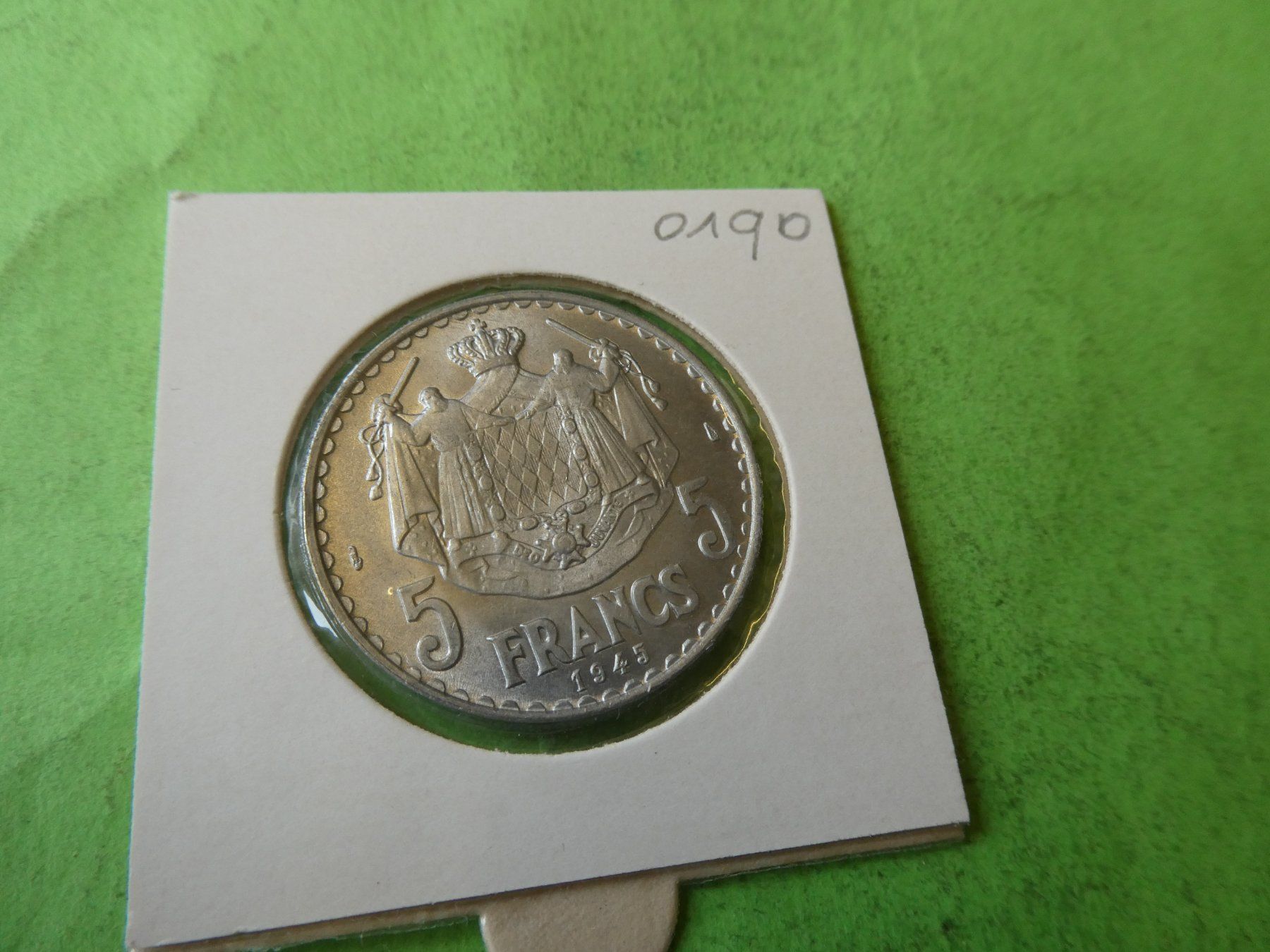 Alle Münzen: Monaco 1945, 5 Francs   stgl. – Gebraucht aus Hinterforst von Rohusri 1