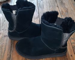 Ugg Boots schwarz mit Kette Reissverschluss, große 40
