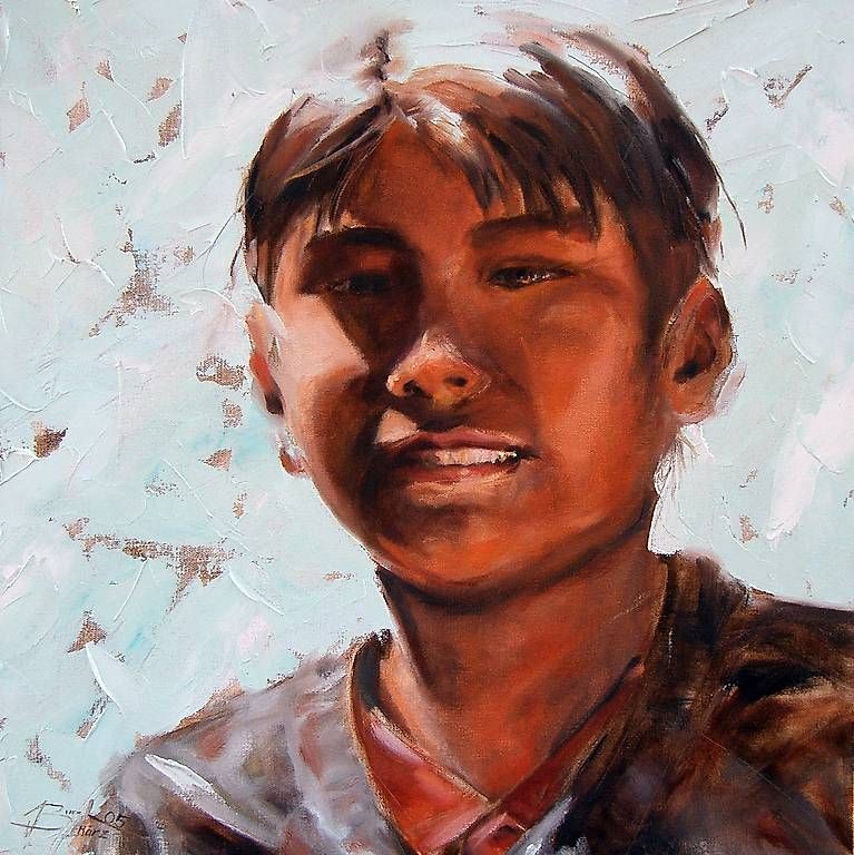 Gemälde: Kunst, Ölbild, 40 x 40 cm Peruanischer Knabe – Neu (gemäss Beschreibung) aus Rotkreuz von jea_9lys