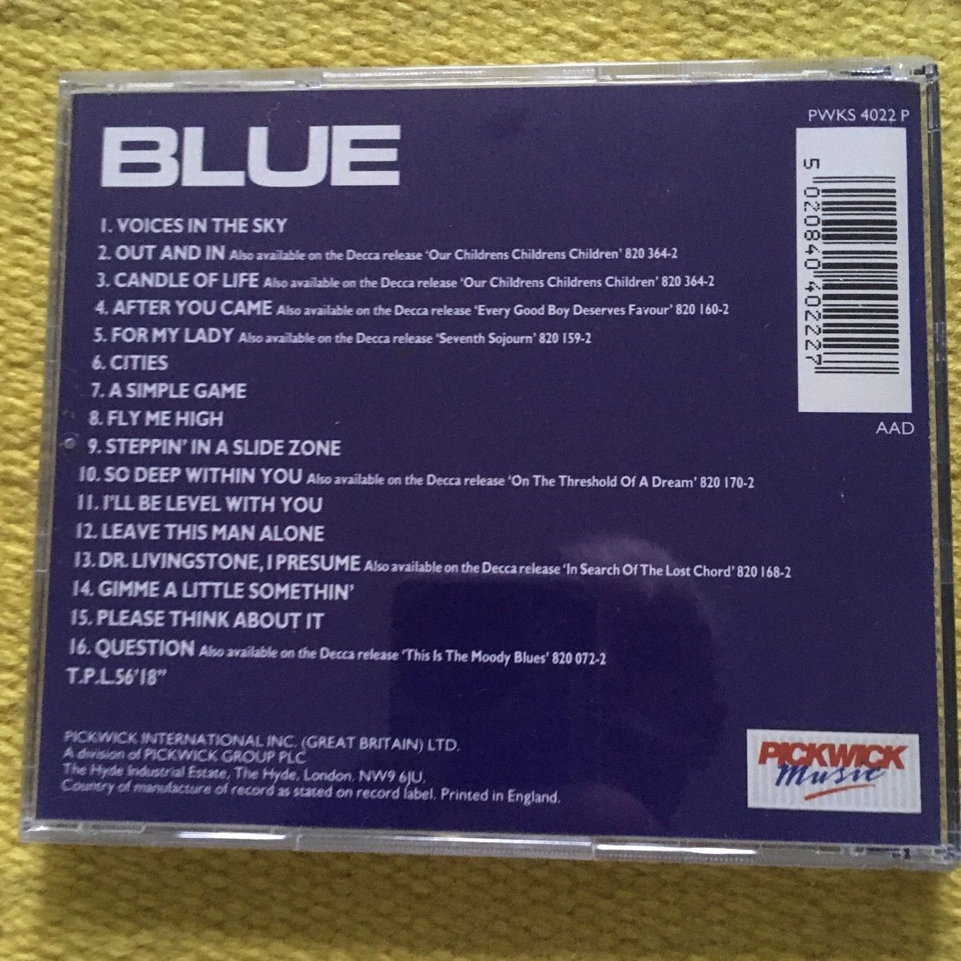 CD: MOODY BLUES-BLUE – Usato da Rorschacherberg venduto da CD-Roli 1