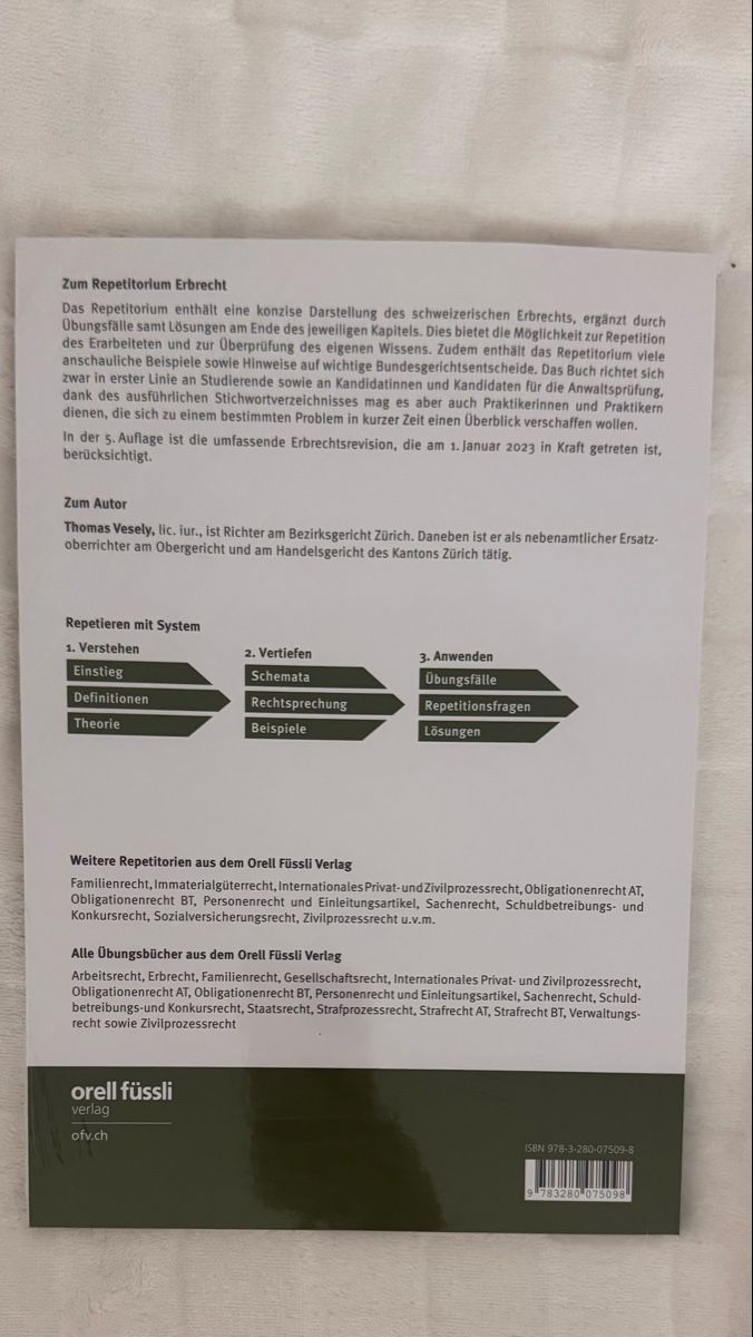 Libri: Repetitorium Erbrecht 5. Auflage – Nuovo e nell'imballaggio originale da Bassersdorf venduto da zizouuu 2