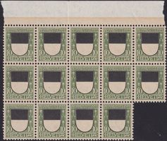 1922, J22 (Wappen Freiburg) Bogenteil à 14 Marken **. K:60.-