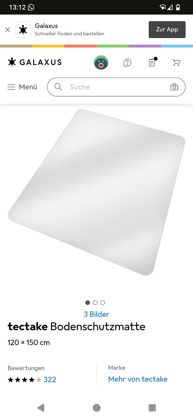 Tappetini fitness: Tectake Bodenschutzmatte 120x150cm – Usato da Ettenhausen TG venduto da Laib