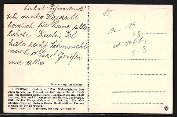 Ansichtskarten: AK Rupperswil, Kapelle – Gebraucht aus Berlin von bartko-reher 1