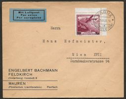 Flugpost Schweiz 1935 Liechtenstein Zürich Wien Luftpost
