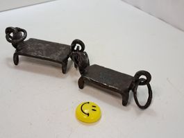 2 schöne antike Deko Steigeisen, Schmiedeisen (LOT1505#TBS1)