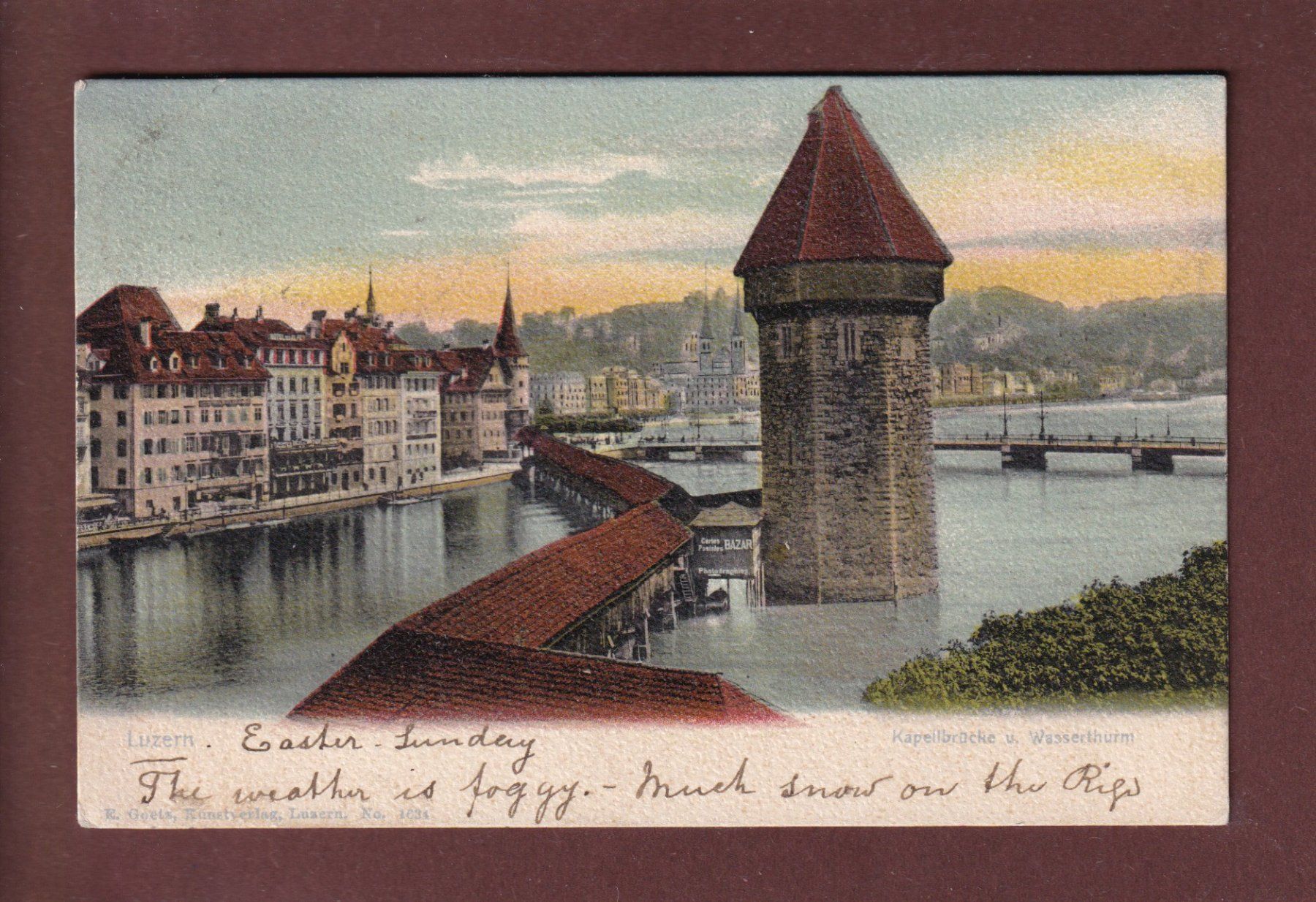 Cartoline postali: LUZERN - Kapellbrücke - Wasserturm - 1903 – Usato da Pully venduto da nicecards