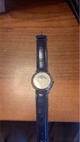 Armbanduhr mit Mondphase blaues Lederband gebraucht