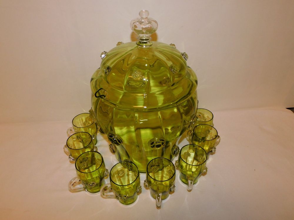Vintage Grüne Glas Bowle | Kaufen auf Ricardo