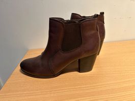 Damen-Stiefeletten Leder dunkelbraun Grösse 42