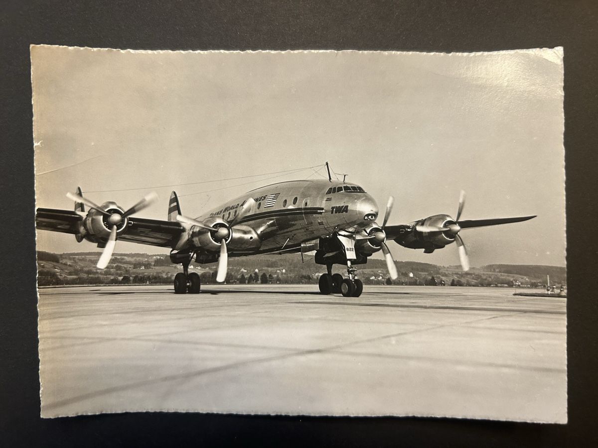 Ansichtskarten: Flughafen Kloten Constellation TWA – Gebraucht aus Fanas von Alessio11