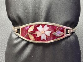 Bracelet vintage Mexicaine avec motif floral nacré ✨💖