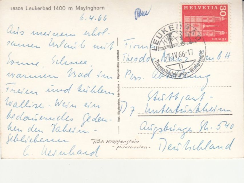 Cartoline postali: Leukerbad 1966 – Usato da Bürglen TG venduto da StampGraf 1