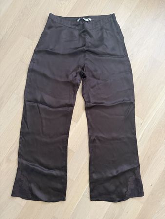 Zara Seidenhose Gr. S Braun mit Spitze