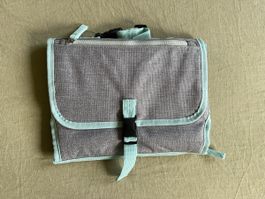 Wickeltasche Famigros Grau Mint Faltbar mit Haken, neuwertig