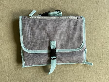 Wickeltasche Famigros Grau Mint Faltbar mit Haken, neuwertig