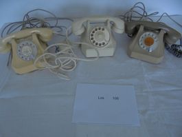Antike Telefon mit Wählscheibe, 3 Stück, Los 106