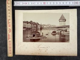 Luzern LU Kapellbrücke und Löwendenkmal Fotokarton