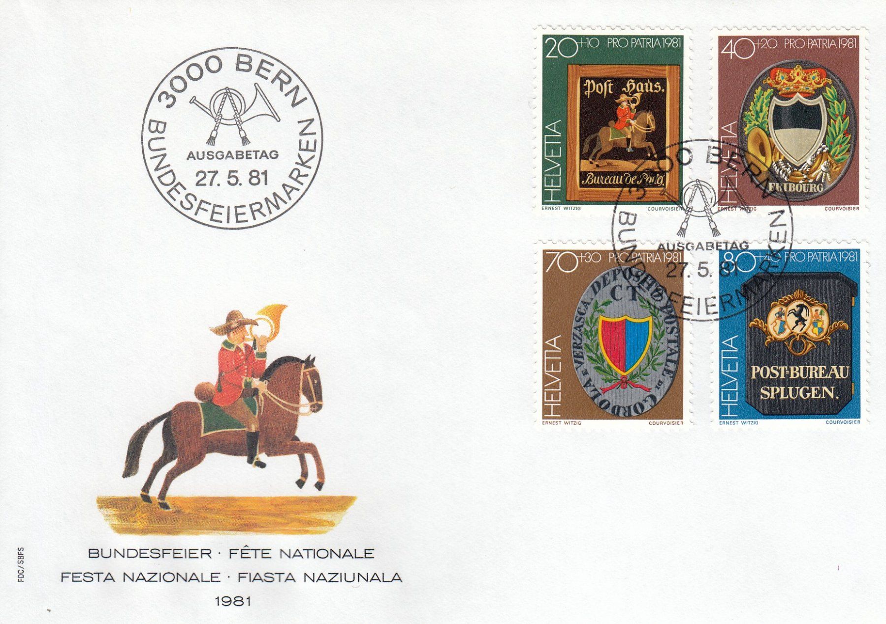 Tutti i francobolli: Pro Patria 1981 FDC 27.5.81 – Usato da Spreitenbach venduto da Mustang_1105