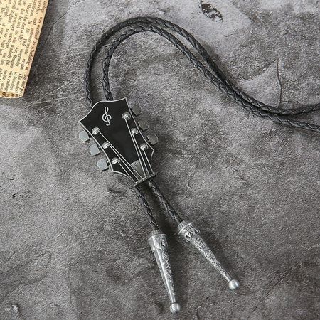 Bolo tie Cowboy Krawatte Gitarre Silberfarbig