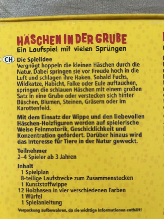 Haschen in der Grube - Familienspiel (Gebraucht) in Wolhusen für CHF 8 ...