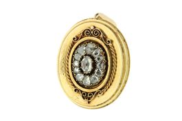 Antikes Biedermeier Medaillon mit Diamantrosen in 18K *S2037