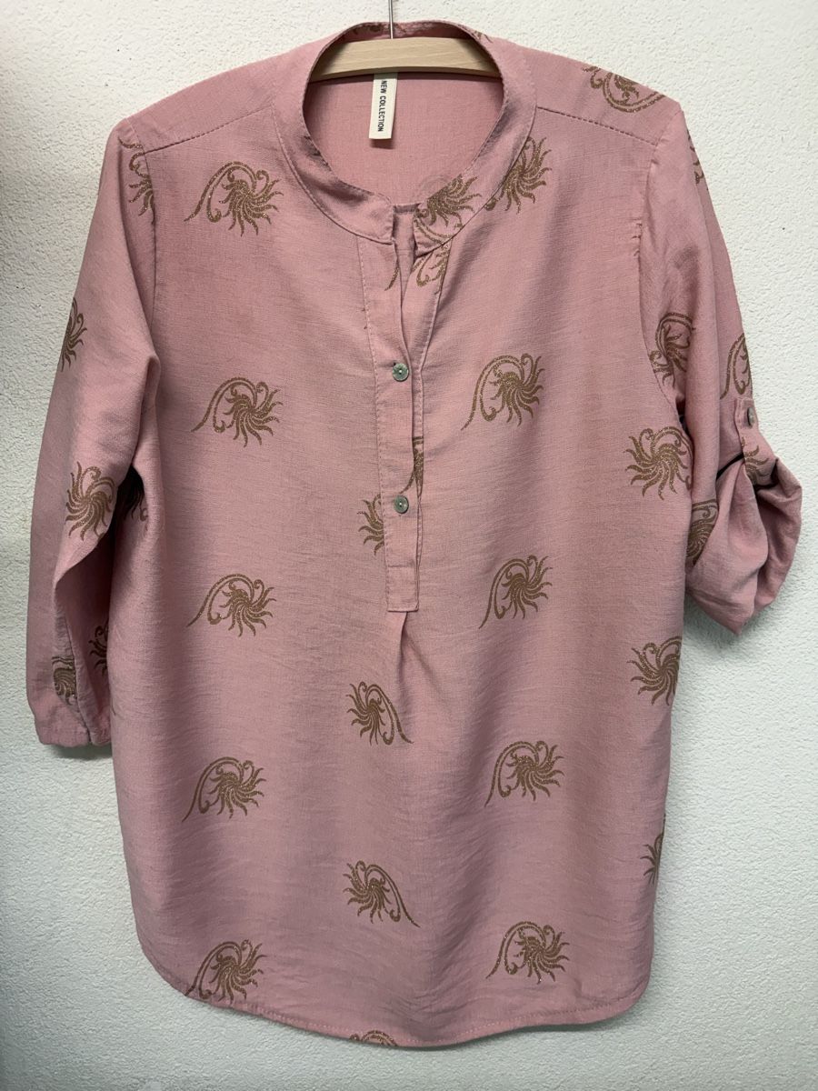 Camicette: Leinenstruktur Bluse mit Gold Elementen, Grösse XL – Usato da Lyss venduto da Sibella56