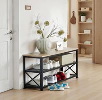 Schuhregal Blackpool Industrial Holz hell, Eiche Sonoma