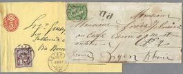 1876/92, 25 RP. (Z/40) AUF BRIEF, STREIFBAND VOLL-0 OLIVONE