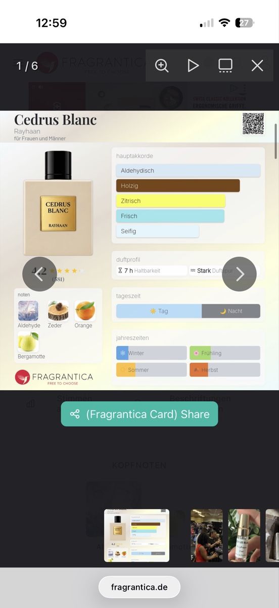 Profumi & Eau de Toilette: Rayhaan Cedrus Blanc , 2 ml – Usato da Sursee venduto da nst_czk2 2