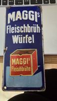 MAGGI Fleischbrüh-Würfel Emaille Türschild 18x9 cm.
