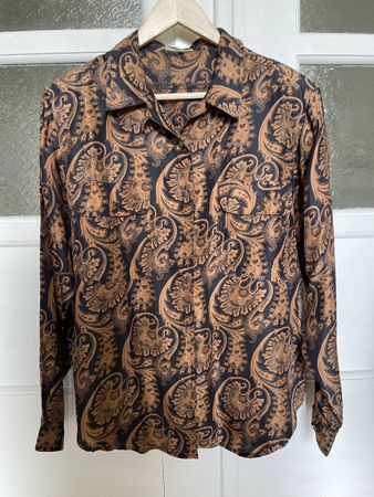 Chemise vintage en soie pure, motifs cachemire - Taille L 58